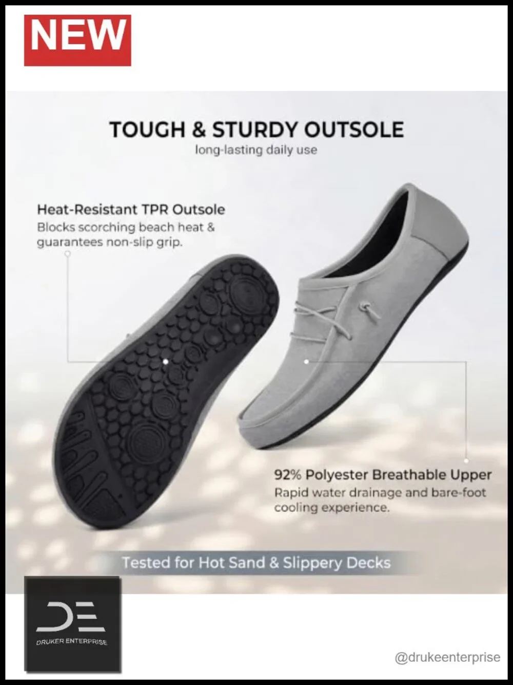 Puncture Proof Water Shoes - Slip On Loafers Barefoot Swim Aqua Beach Pool Yoga